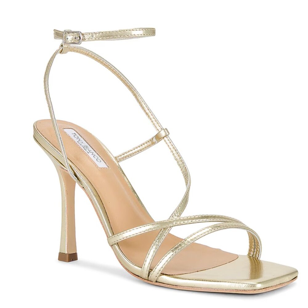 Tony Bianco Franci Sandal in Gold Nappa Metallic Strappy Heels Heeled 7.5 37.5 - Picture 2 of 14